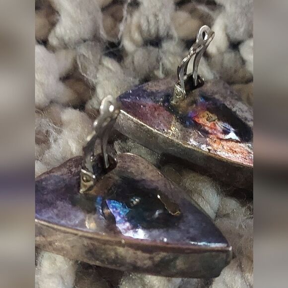 Sterling Silver 925 Vintage Clip On Earrings Large 3D Puff - Picture 10 of 14